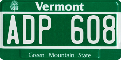 VT license plate ADP608