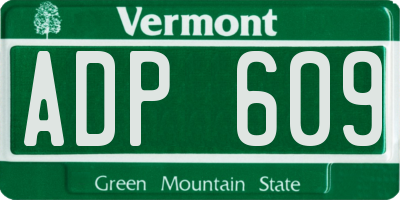 VT license plate ADP609