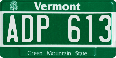 VT license plate ADP613