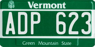 VT license plate ADP623