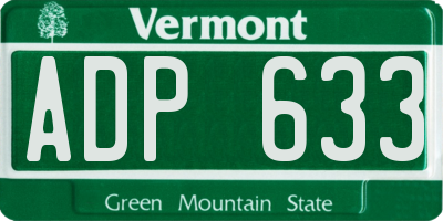 VT license plate ADP633