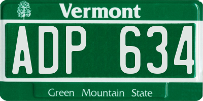 VT license plate ADP634