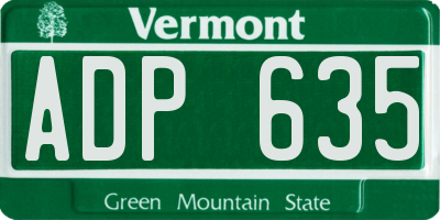 VT license plate ADP635