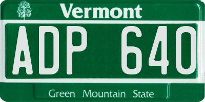 VT license plate ADP640