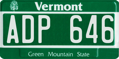 VT license plate ADP646