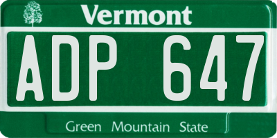 VT license plate ADP647