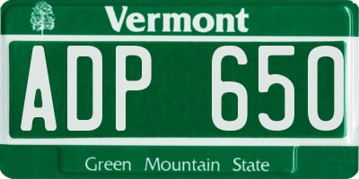 VT license plate ADP650