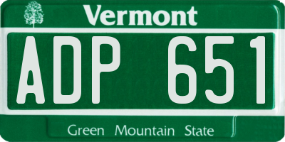 VT license plate ADP651