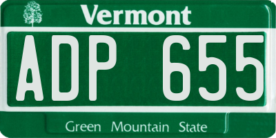VT license plate ADP655
