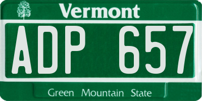 VT license plate ADP657
