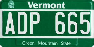 VT license plate ADP665
