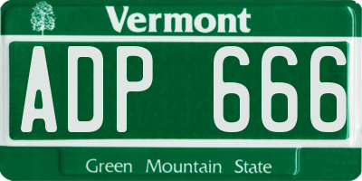 VT license plate ADP666