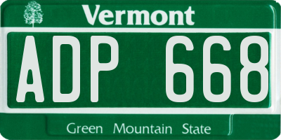 VT license plate ADP668