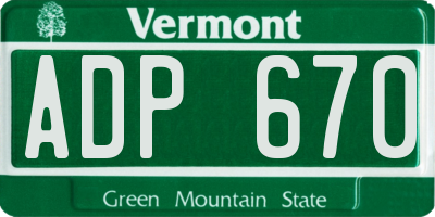 VT license plate ADP670