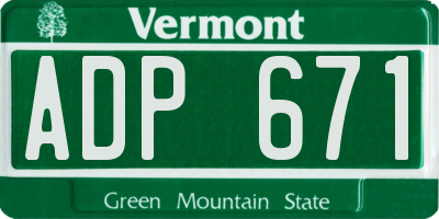 VT license plate ADP671
