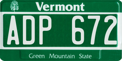 VT license plate ADP672