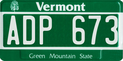 VT license plate ADP673