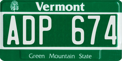VT license plate ADP674