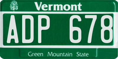 VT license plate ADP678