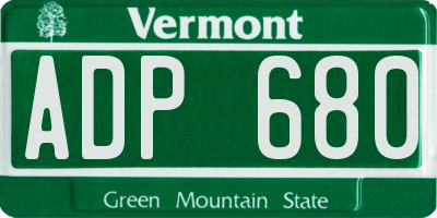 VT license plate ADP680
