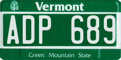 VT license plate ADP689