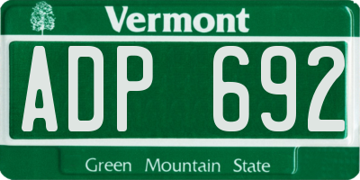 VT license plate ADP692