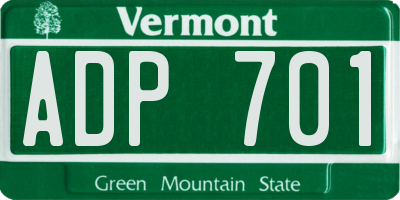 VT license plate ADP701