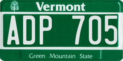VT license plate ADP705