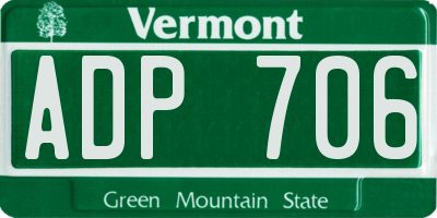 VT license plate ADP706