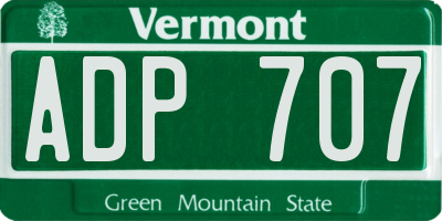 VT license plate ADP707