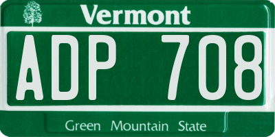 VT license plate ADP708