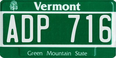 VT license plate ADP716