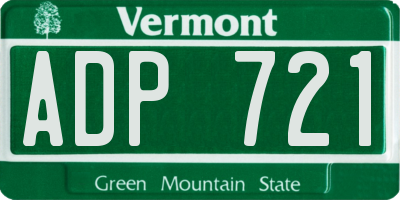 VT license plate ADP721