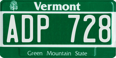 VT license plate ADP728