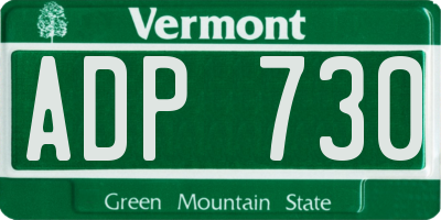 VT license plate ADP730