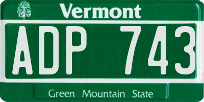 VT license plate ADP743