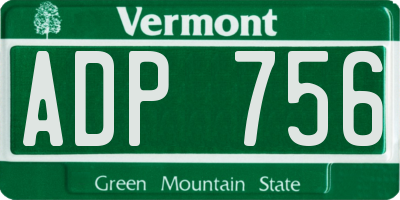 VT license plate ADP756
