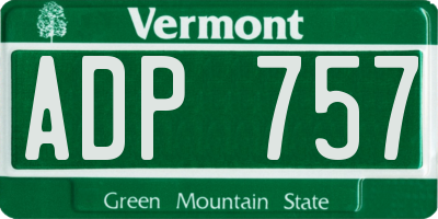 VT license plate ADP757