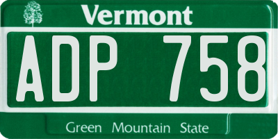 VT license plate ADP758