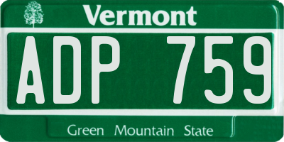 VT license plate ADP759