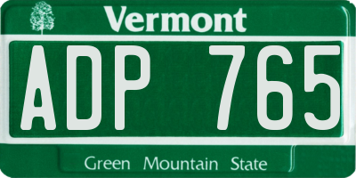 VT license plate ADP765