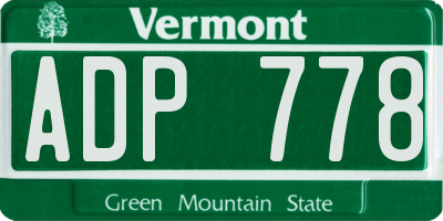 VT license plate ADP778