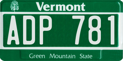 VT license plate ADP781