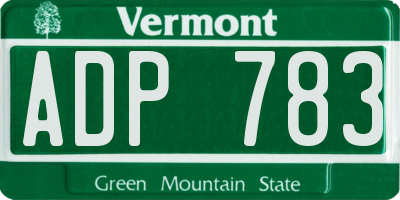 VT license plate ADP783