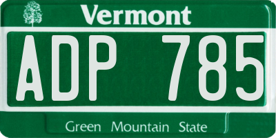 VT license plate ADP785