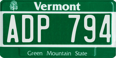 VT license plate ADP794