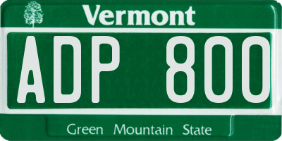 VT license plate ADP800