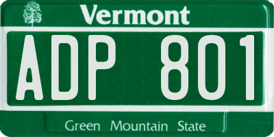 VT license plate ADP801