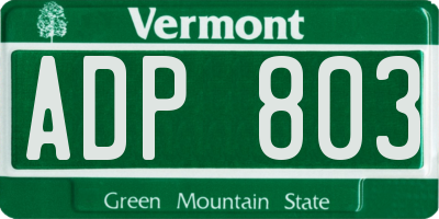 VT license plate ADP803