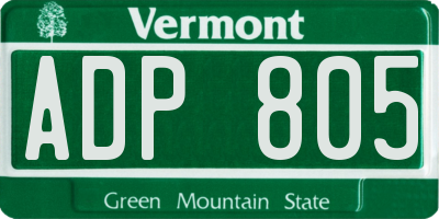 VT license plate ADP805
